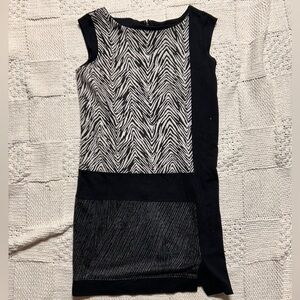 Ann Taylor Zebra Print Color Block Black and White Sleevess Mini Dress